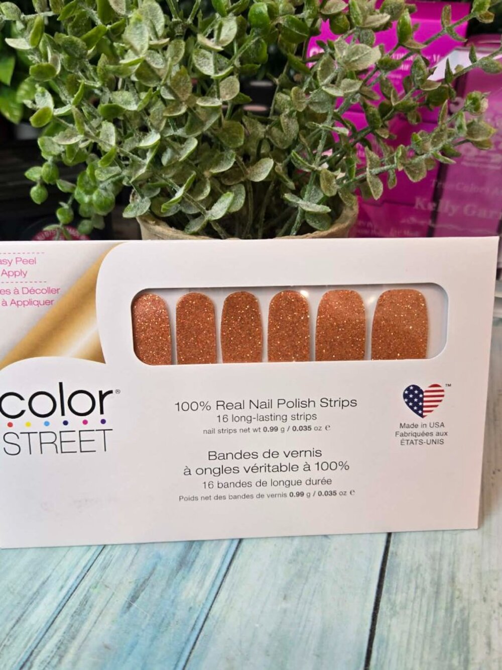 Color Street Orange Glitter Press On Nail Design